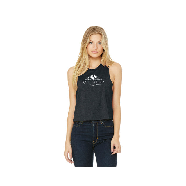 Dark Gray Artistry Nails Crop Top